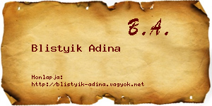 Blistyik Adina névjegykártya